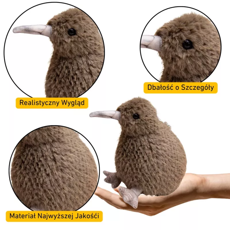 LEAN TOYS peluche uccello kiwi mascotte marrone scuro 25cm