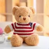 LEAN TOYS Peluche mascotte orsetto in t-shirt a righe crema 32cm