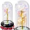 LEAN Rosa eterna in campana di vetro cristallo, illuminazione LED multicolore, 21x11cm
