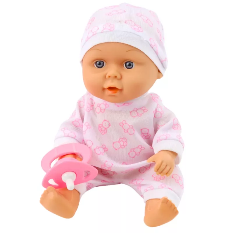 LEAN TOYS Bambola neonata in borsa porta bebè con pigiama, cappello e ciuccio, rosa