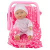 LEAN TOYS Bambola neonata in borsa porta bebè con pigiama, cappello e ciuccio, rosa