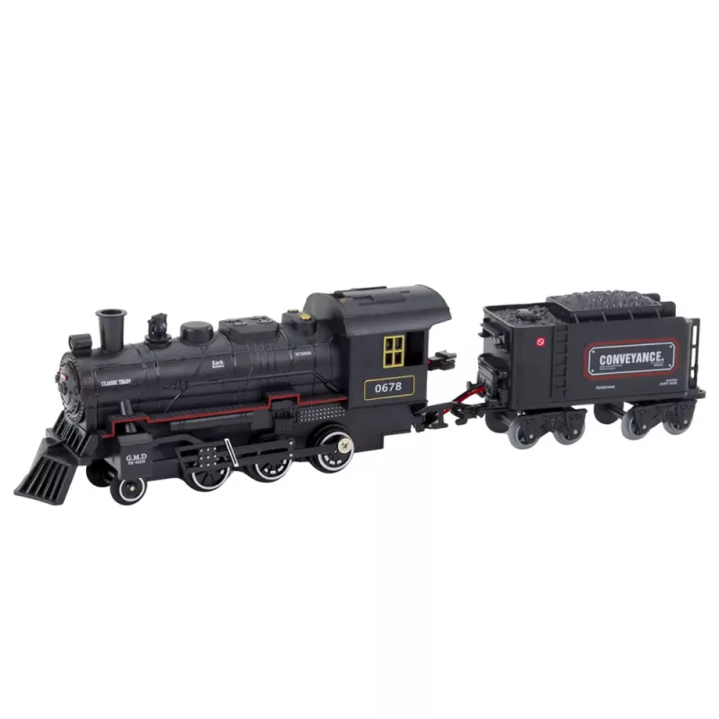 LEAN TOYS Treno elettrico classico con telecomando, luci, suoni e fumo