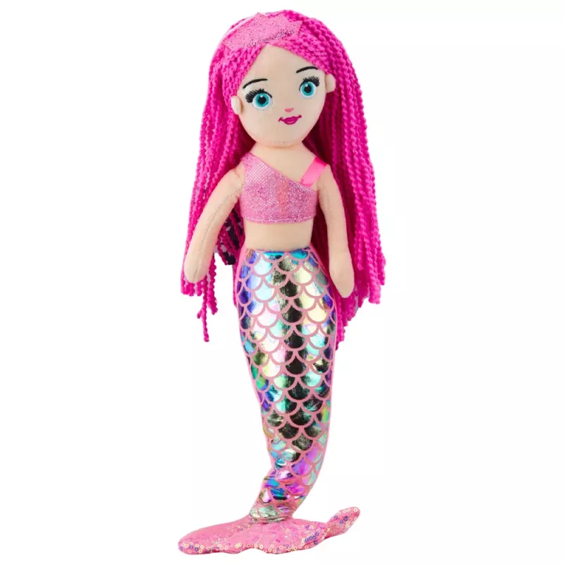 LEAN TOYS Peluche sirena coccoloso coda olografica rosa 48cm