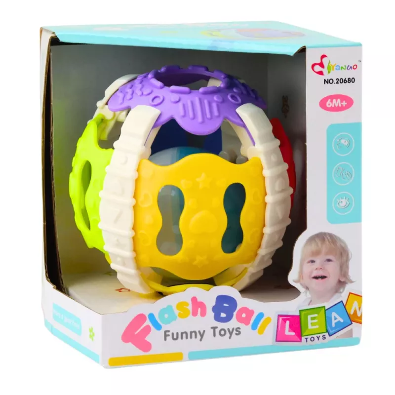 LEAN TOYS Palla sensoriale per neonati in gomma con luce e suoni, multicolore