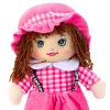 LEAN TOYS Bambola in stoffa peluche vestito a quadri rosa 35 cm