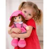 LEAN TOYS Bambola in stoffa peluche vestito a quadri rosa 35 cm