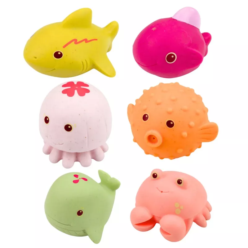 LEAN TOYS Set di 6 animali marini didattici in gomma per il bagnetto e il gioco.