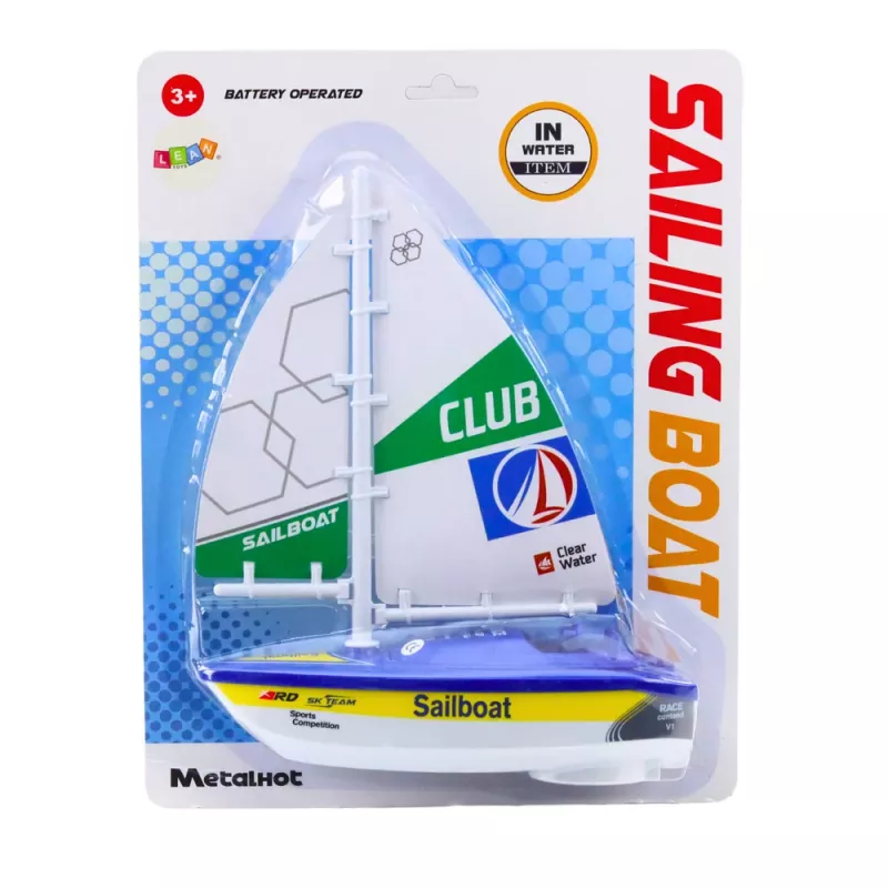 LEAN TOYS Barca a vela barca acquatica a batteria propulsione a turbina blu