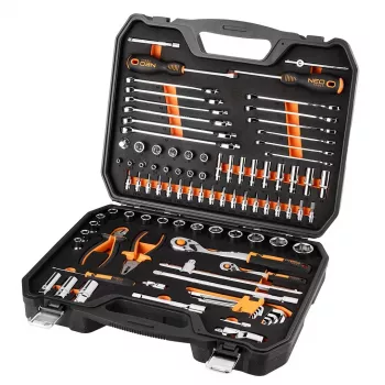 NEO TOOLS Set di chiavi a bussola 1/2, 1/4, 95 pz., CrV, schiuma EVA