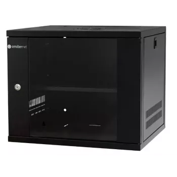 EMITER EM/SH02B5409-08 Armadio rack da parete 19 pollici 9U, porta in vetro, 550x450x455 mm, nero