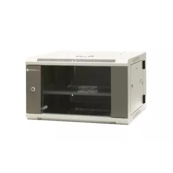 EMITER EM/AH6506 Armadio rack da parete 19 pollici 6U, porta in vetro temperato, 600×550×370 mm, nero