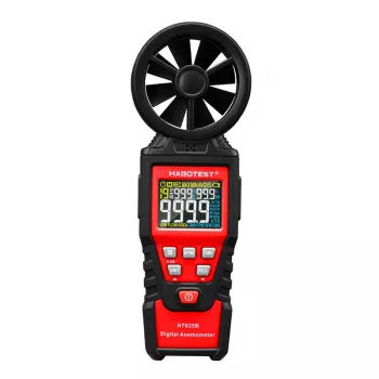 HABOTEST HT625B anemometro digitale con USB, misuratore di velocità del vento/temperatura/volume d'aria, LCD illuminato, sensore a ventolina esterno