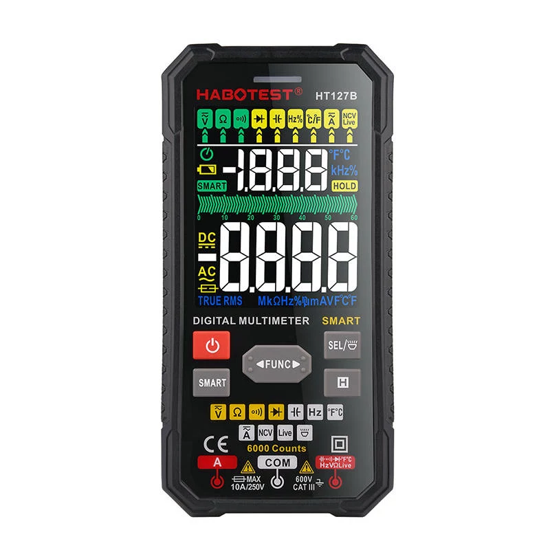 Habotest HT127B multimetro universale digitale True RMS 6000 counts auto-range con NCV e temperatura