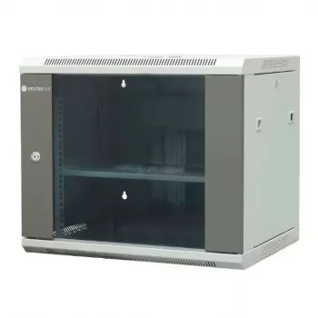EMITER EM/AP6409 armadio rack da parete 9U 19 pollici 600x450x500 mm grigio, porta in vetro temperato, con serratura
