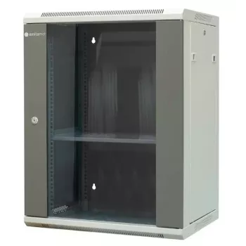 EMITERNET EM/AP6415 armadio rack da parete 15U con porta in vetro temperato, 600x450x770 mm, nero
