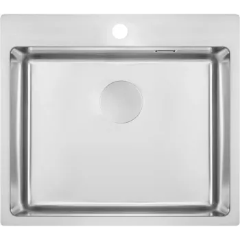 DEANTE ZPO_010B lavello da cucina in acciaio inox a vasca singola, satinato, 440x440 mm, da incasso, con piletta di scarico