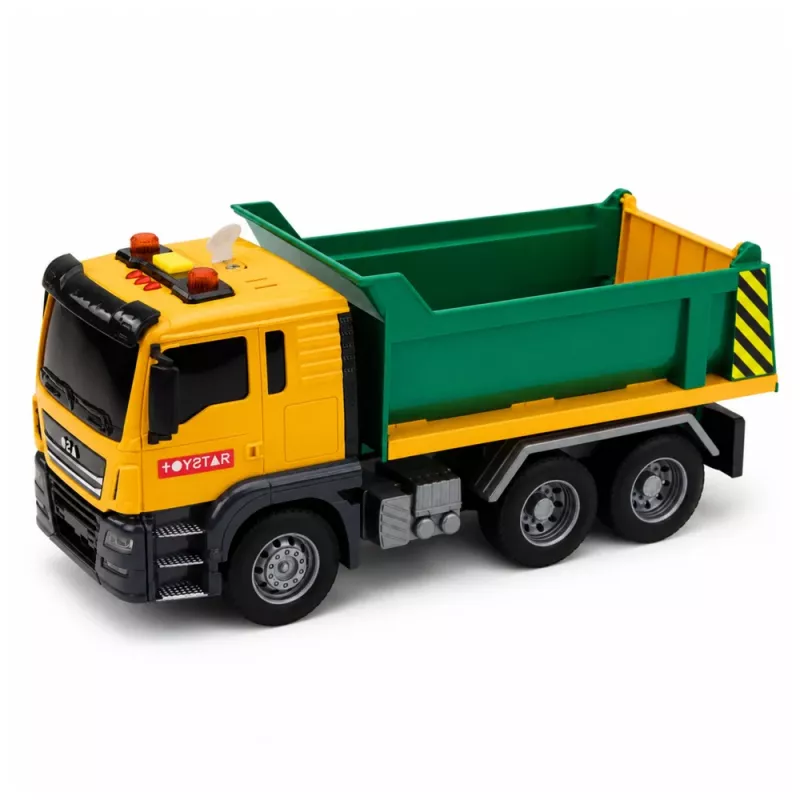 LEAN TOYS camion da cantiere ribaltabile con sponda posteriore apribile, luci e suoni 1:14