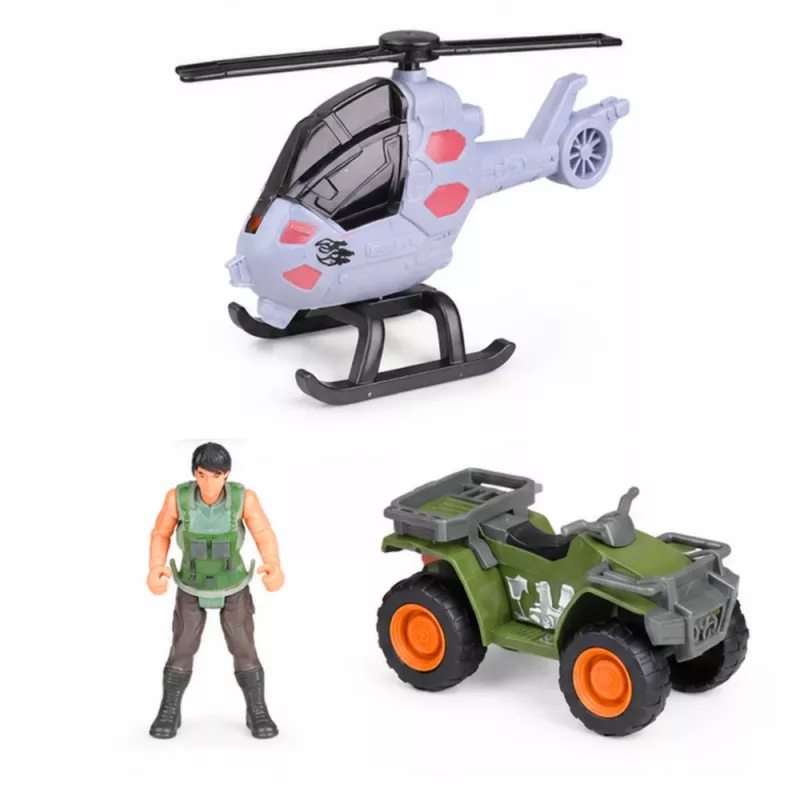 LEAN TOYS base di ricerca parco dei dinosauri cancello elicottero quad personaggi esploratori