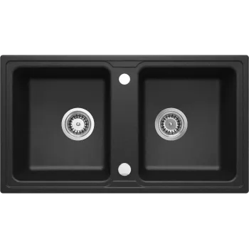 DEANTE ZQZ_G203 lavello da cucina in composito di granito 2 vasche con scolapiatti, nero