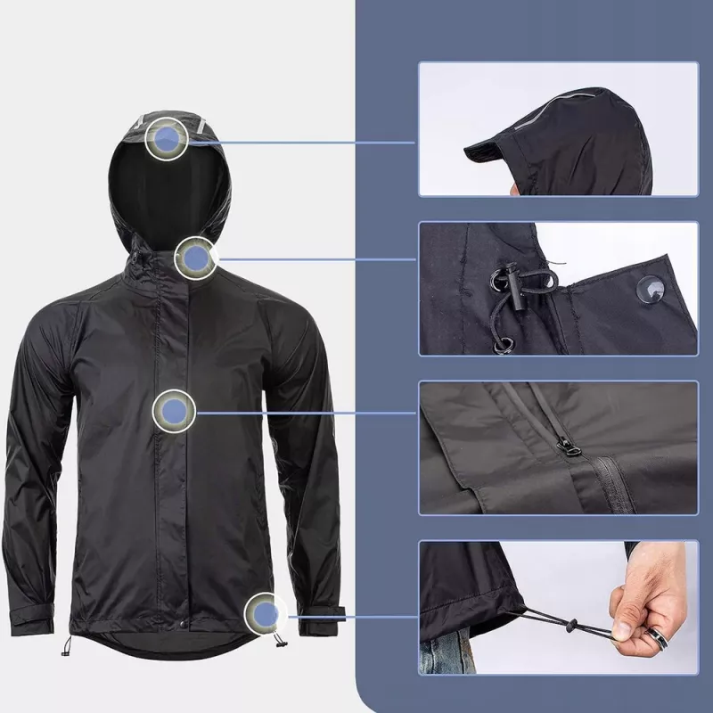Rockbros YPY013BKM Giacca antipioggia traspirante antivento M - nero