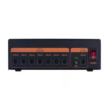 JOYO JJP04 Alimentatore per pedali effetto chitarra - 10 uscite isolate, DC 9V/12V/18V, lega di alluminio, nero