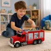 LEAN TOYS Camion dei pompieri con scala estraibile, idrante, luci e suoni