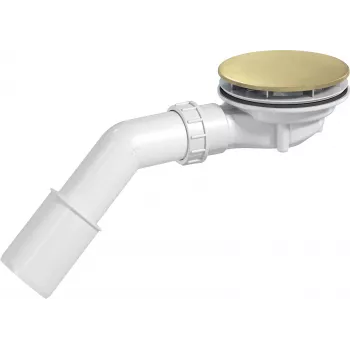 DEANTE NHC_R29D Sifone per piatto doccia con accesso di pulizia dall'alto, griglia cromata, corpo bianco, foro di scarico Ø90mm, uscita Ø50/40mm
