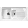DEANTE ZCL_651N Lavello da cucina in ceramica a 1,5 vasche con gocciolatoio, bianco