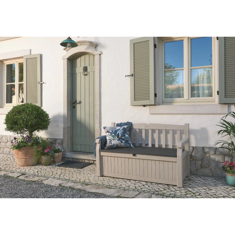 KETER Panchina contenitore Eden panchina da giardino 265L beige