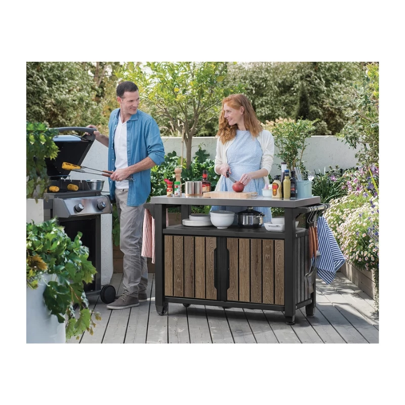 KETER tavolo da grill Deco Unity XL 207L tonalità noce