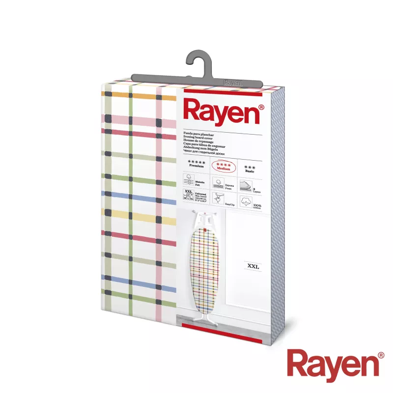 RAYEN Copertura per asse da stiro in tessuto Medium XXL Easyclip 150x55cm