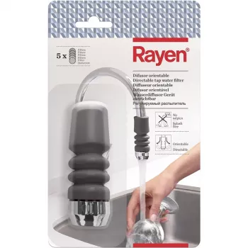 RAYEN 01083003 Filtro acqua rubinetto regolabile – ceramica multistadio, carbone attivo e cotone PP, installazione senza attrezzi, compatibilità universale