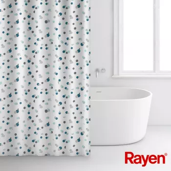 RAYEN Tenda doccia 180x200cm bianco/blu, poliestere