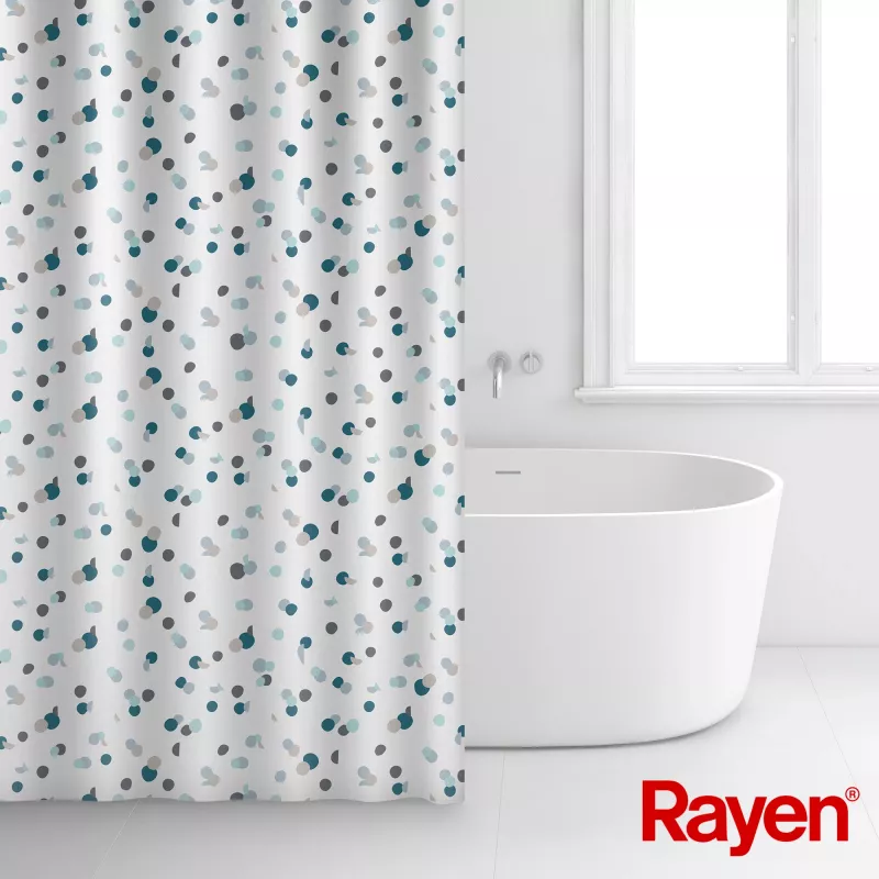 RAYEN Tenda doccia 180x200cm bianco/blu, poliestere