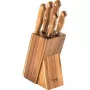 LAMART LT2080 Set portacoltelli in legno di acacia, 5 coltelli in acciaio inox