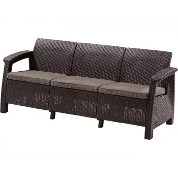 KETER Corfu Love Seat Max divano da giardino tre posti marrone