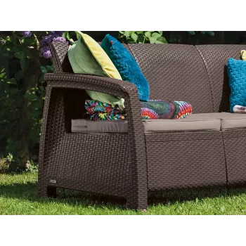 KETER Corfu Love Seat Max divano da giardino tre posti marrone