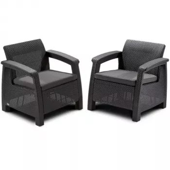KETER sedie da giardino Corfu Duo Set grigio