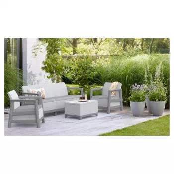 KETER set arredi da giardino Scandi Linea set 3 posti grigio chiaro/grigio acciaio scuro