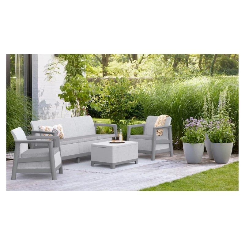 KETER set arredi da giardino Scandi Linea set 3 posti grigio chiaro/grigio acciaio scuro