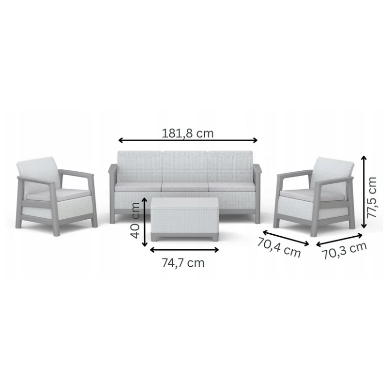 KETER set arredi da giardino Scandi Linea set 3 posti grigio chiaro/grigio acciaio scuro