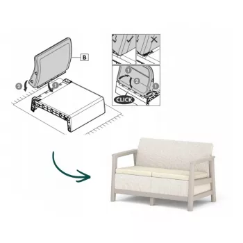 KETER divano da giardino due posti Scandi Linea divano 2 posti grigio ghiaia/beige chiaro