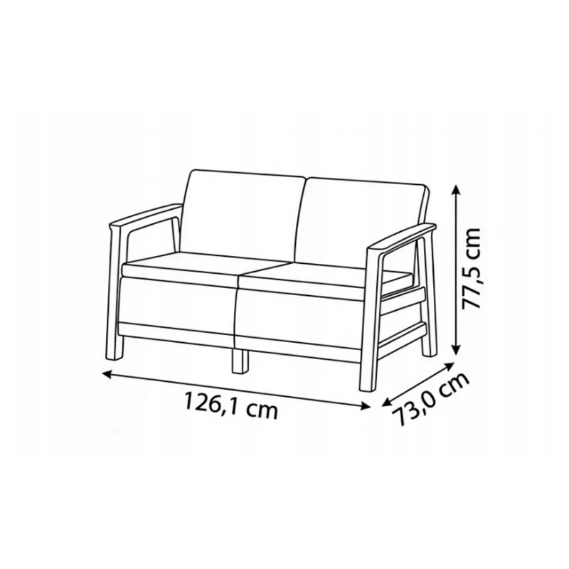KETER divano da giardino due posti Scandi Linea divano 2 posti grigio ghiaia/beige chiaro