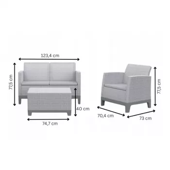 KETER set arredi da giardino Scandi Forma set 2 posti grigio chiaro/grigio acciaio scuro