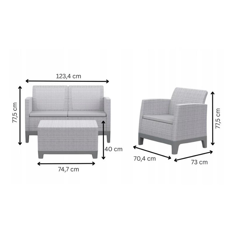 KETER set arredi da giardino Scandi Forma set 2 posti grigio chiaro/grigio acciaio scuro
