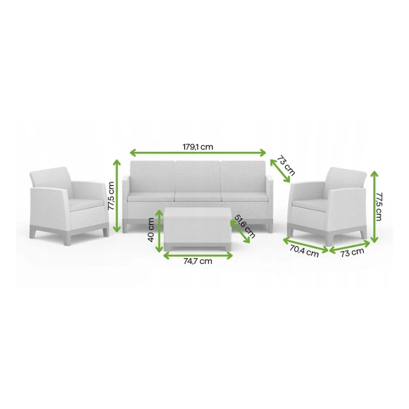 KETER set arredi da giardino Scandi Forma set 3 posti grigio chiaro/grigio acciaio scuro