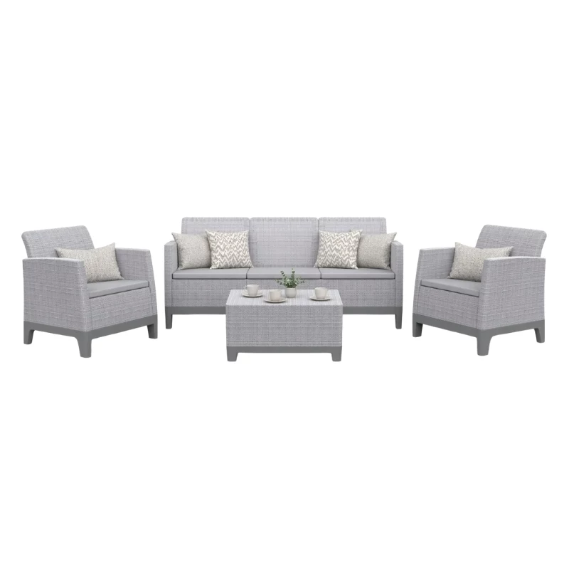 KETER set arredi da giardino Scandi Forma set 3 posti grigio chiaro/grigio acciaio scuro