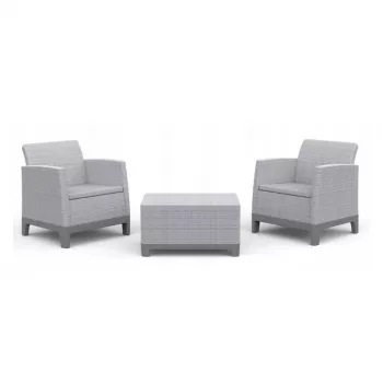 KETER set arredi da giardino Scandi Forma set da balcone grigio chiaro/grigio acciaio scuro