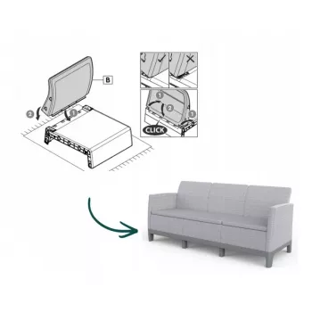 KETER divano da giardino due posti Scandi Form divano 3 posti grigio chiaro/grigio acciaio scuro