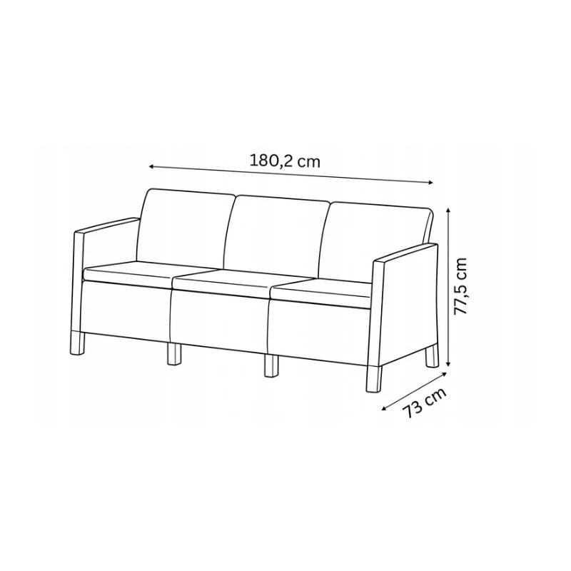 KETER divano da giardino due posti Scandi Form divano 3 posti grigio chiaro/grigio acciaio scuro